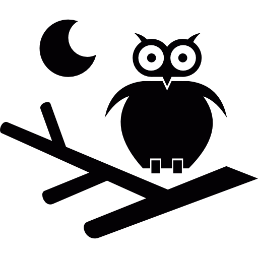 Halloween Scene With An Owl On A Branch And The Moon Icons Free