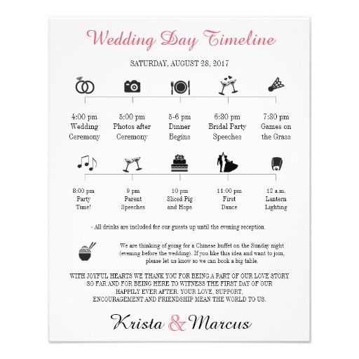 Icon Wedding Timeline Program In Icon Wedding