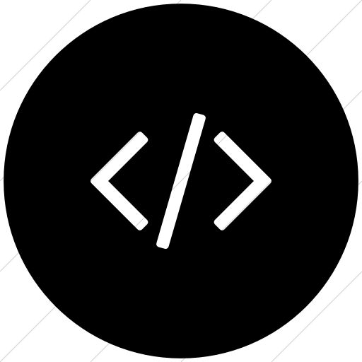 Flat Circle White On Black Bootstrap Font Awesome Code Icon