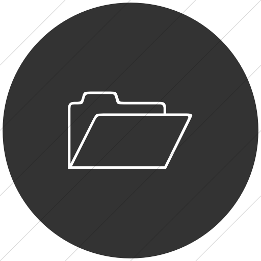 Flat Circle White On Dark Gray Classica Open Folder Icon