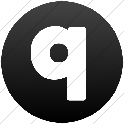 Simple Black Gradient Encircled Solid Q Icon