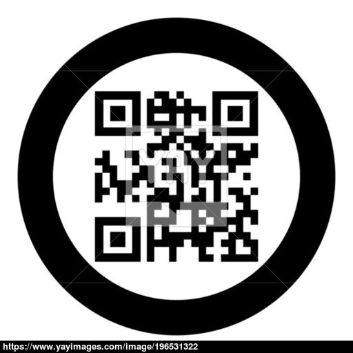 Qr Code Icon Black Color In Circle Or Round Vector