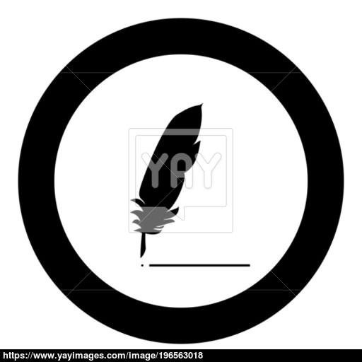 Feather Icon Black Color In Circle Vector
