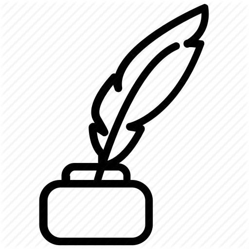 Calligraphy, Feather Pen, Inkpot, Quill Pen, Vintage Writing Icon