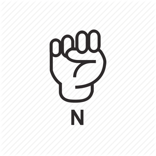 Alphabet, Deaf, Hand, Language, Letter, N, Sign Icon