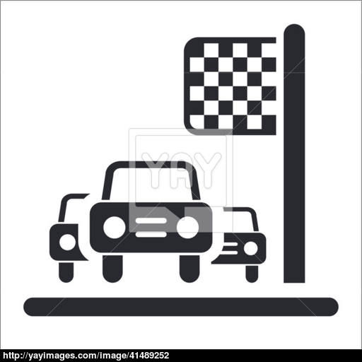 Vector Illustration Of Single Race Car Arrival Icon Vector