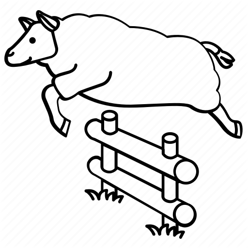 Counting, Fence, Jumping, Leaping, Sheep, Sleep Icon