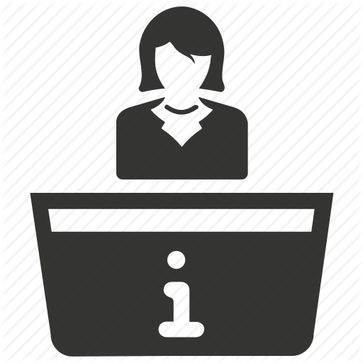 Assistant, Counter, Desk, Information, Reception, Receptionist Icon