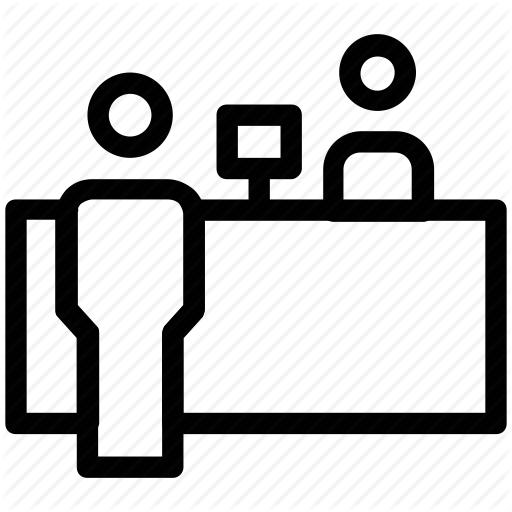 Counter, Customer, Front Desk, Manager, Reception, Receptionist Icon