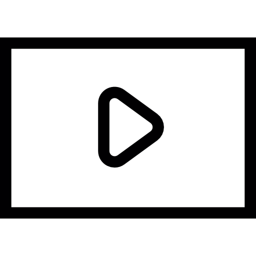 Play Button Inside A Rectangle Outline Icons Free Download