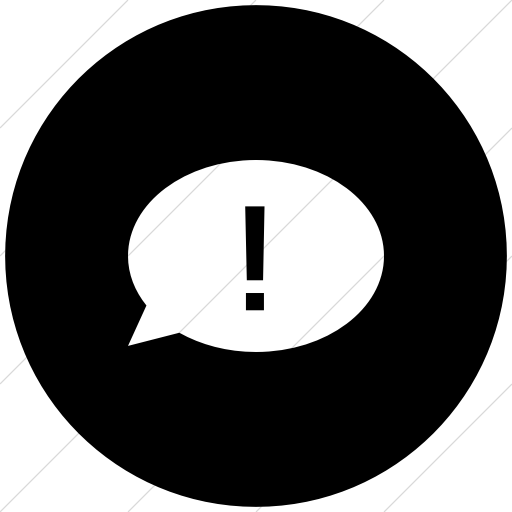 Flat Circle White On Black Raphael Bubble Exclamation