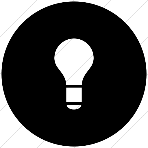 Flat Circle White On Black Raphael Light Bulb Solid Icon