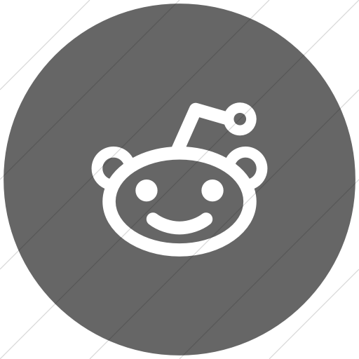 Flat Circle White On Gray Social Media Reddit Icon