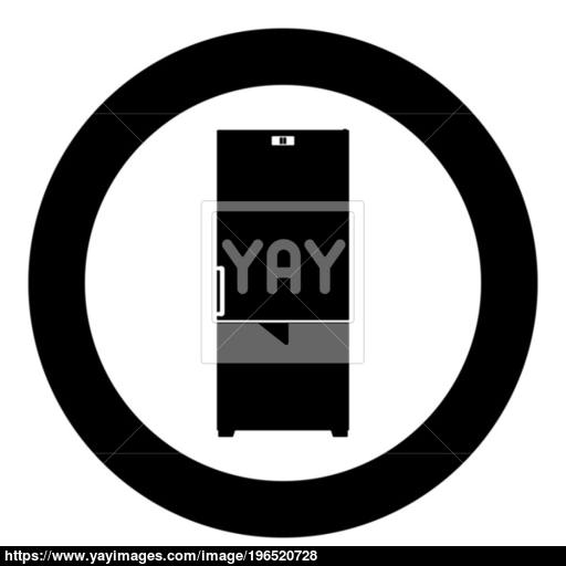 Refrigerator Icon Black Color In Circle Vector