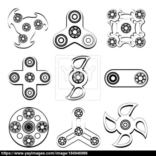Fidget Spinner Stress Relief Toys Silhouette Of Flat Icon Vector