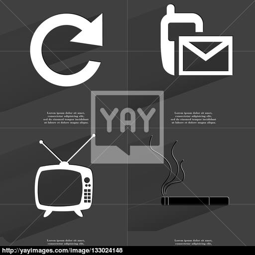 Reload Sign, Sms Icon, Retro Tv, Cigarette Symbols With Long