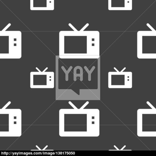 Retro Tv Mode Icon Sign Seamless Pattern On A Gray Background