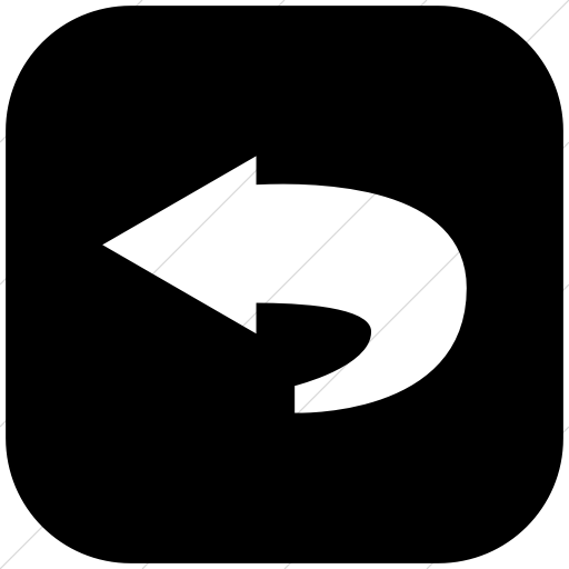 Flat Rounded Square White On Black Raphael Arrow Undo Icon