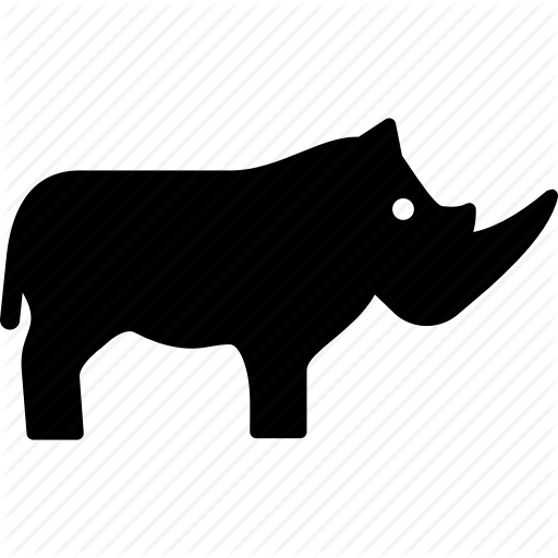Rhino, Rhinoceros, White Icon