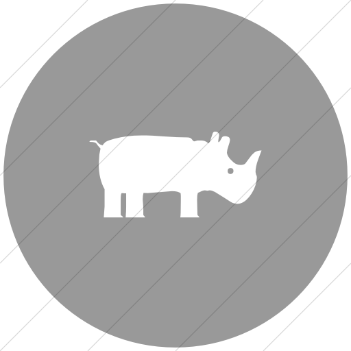 Flat Circle White On Light Gray Animals Rhinoceros Icon