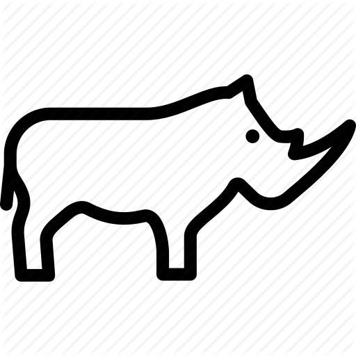 Rhino, Rhinoceros, White Icon