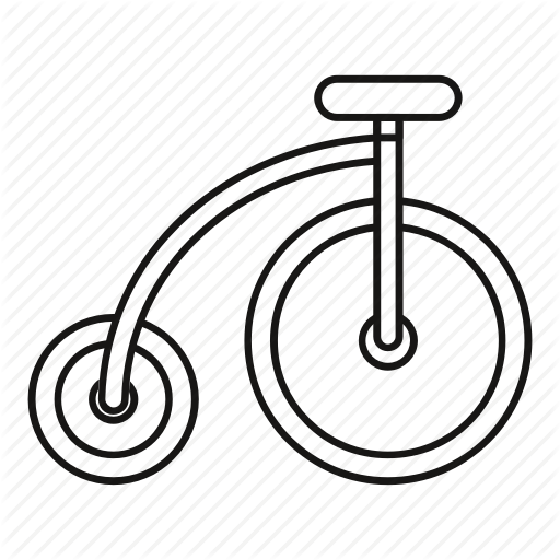 Bicycle, Bike, Circus, Highwheel, Line, Outline, Ride Icon