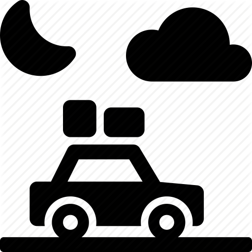 Car, Cloud, Drive, Moon, Night, Roadtrip, Travel Icon