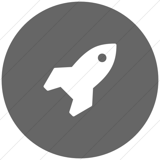 Flat Circle White On Gray Bootstrap Font Awesome Rocket