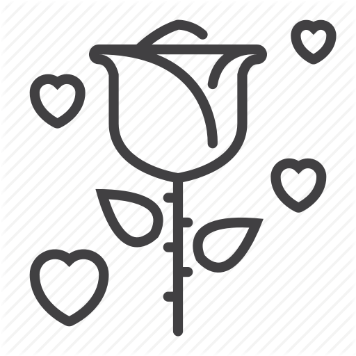 Flower, Hearts, Love, Rose Icon