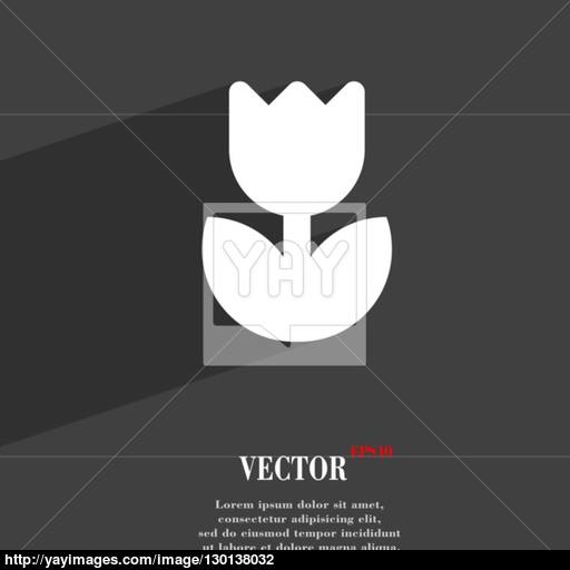 Flower, Rose Icon Symbol Flat Modern Web Design With Long Shadow