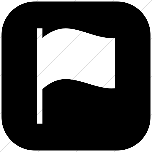 Flat Rounded Square White On Black Classica Black Flag Icon