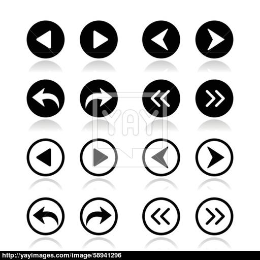 Left And Right Arrows Round Icons Set Vector