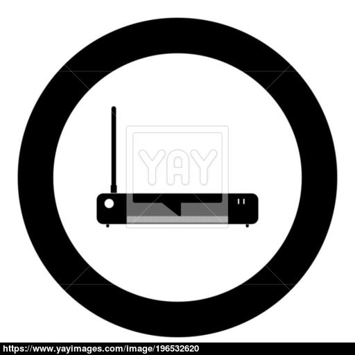 Router Icon Black Color In Circle Or Round Vector
