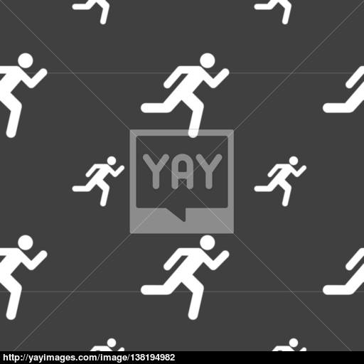 Running Man Icon Sign Seamless Pattern On A Gray Background