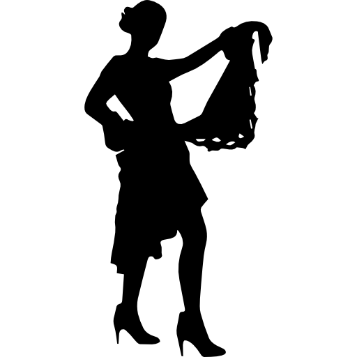 Flamenco Woman Dancer Silhouette Icons Free Download