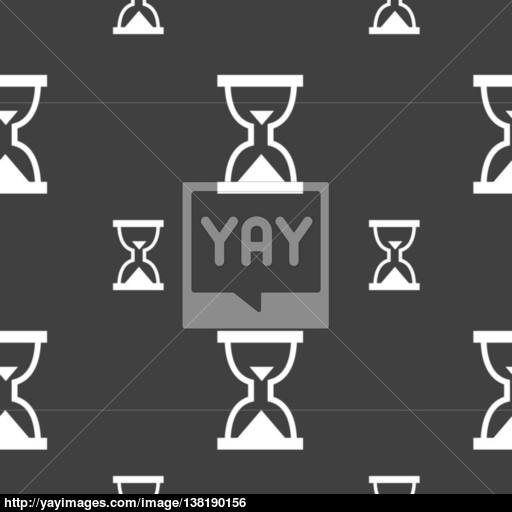 Hourglass, Sand Timer Icon Sign Seamless Pattern On A Gray