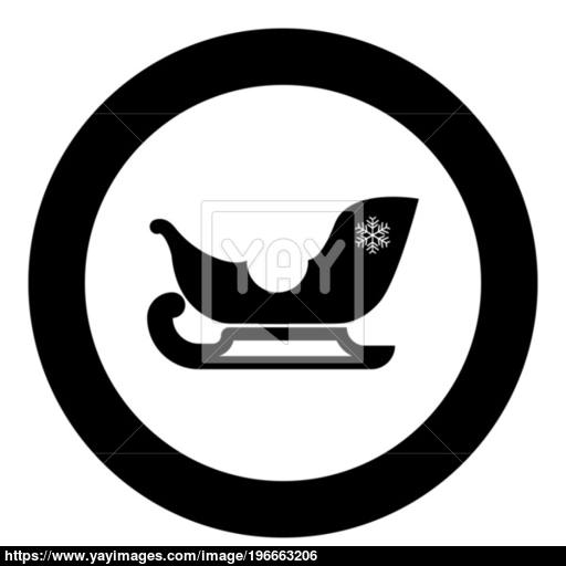 Sleigh Santa Claus Black Icon In Circle Vector