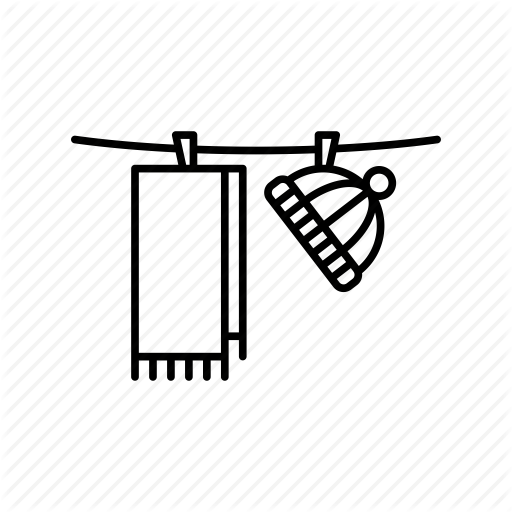 Cap, Hanging, Laundry, Scarf, Wear, Winter Icon