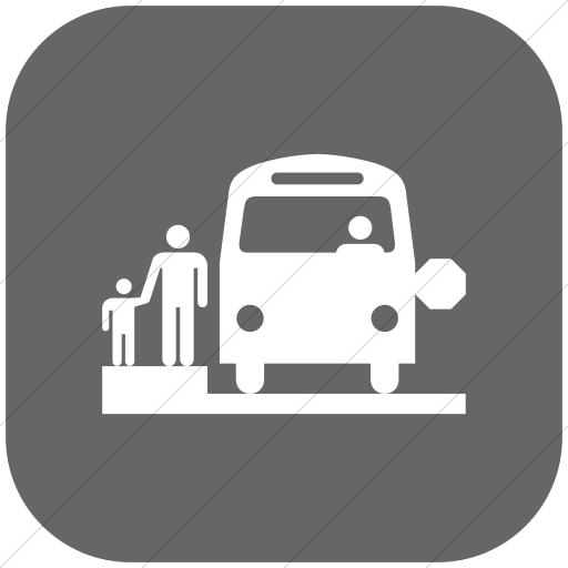 Flat Rounded Square White On Gray Iconathon School Bus