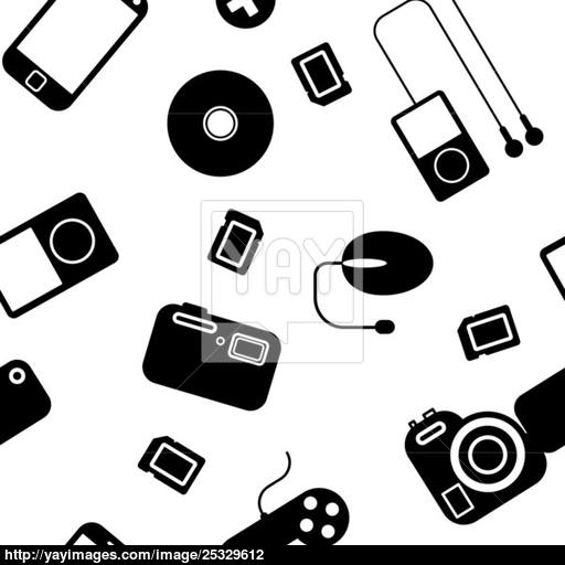 Seamless Background Icon With Electronic Gadgets Vector