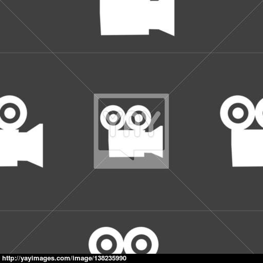 Video Camera Icon Sign Seamless Pattern On A Gray Background