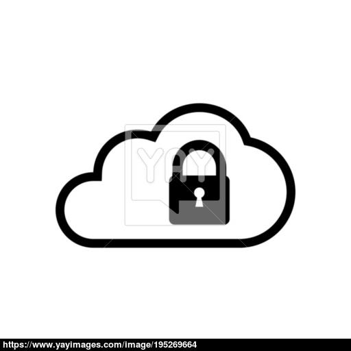 Cloud Security Icon On White Cloud Lock Design Vector