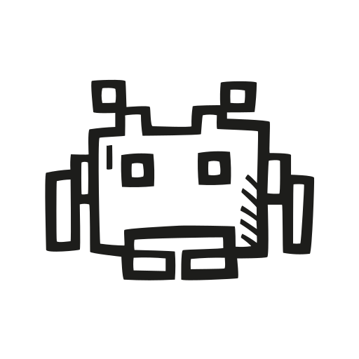 Space, Invader Icon Free Of Space Hand Drawn Black Sticker