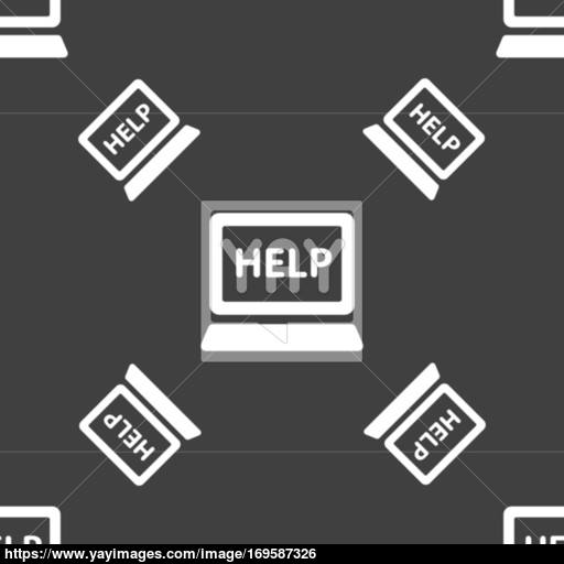 Laptop Tech Service Icon Sign Seamless Pattern On A Gray