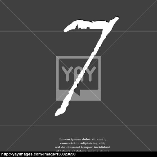 Number Seven Icon Symbol Flat Modern Web Design With Long Shadow