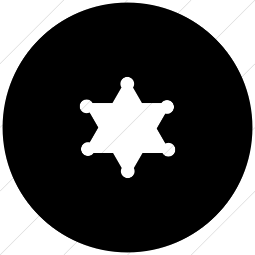Flat Circle White On Black Foundation Sheriff Badge Icon