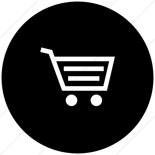 Flat Circle White On Black Classica Shopping Cart Icon