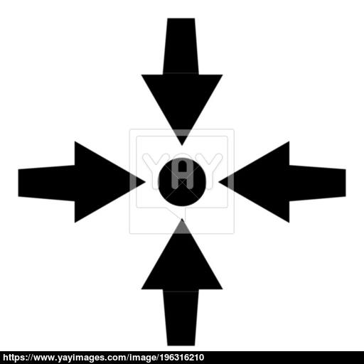 Four Arrows Point Show To Dot Icon Black Color Illustration Flat