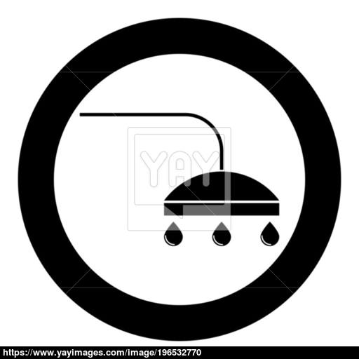 Shower Icon Black Color In Circle Or Round Vector