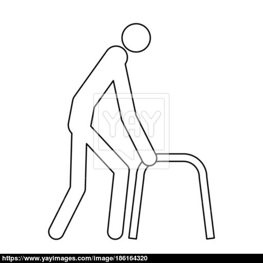 Sick Man Black Color Icon Vector